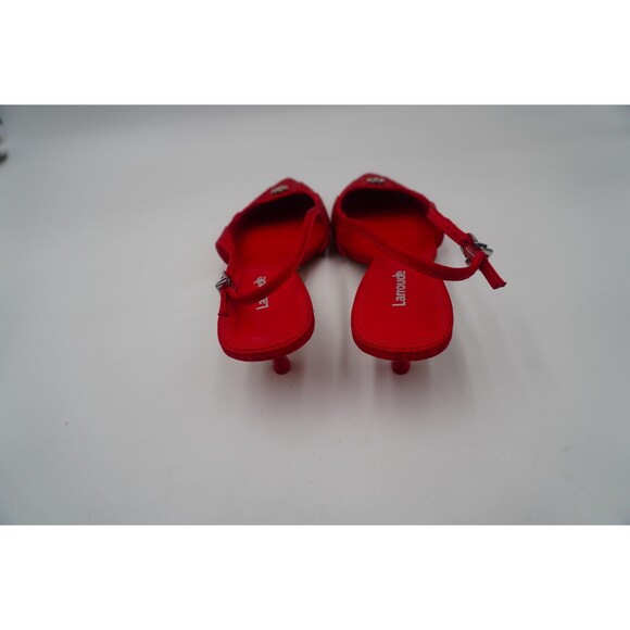 Larroude Maxime Red Slingback Pointed Toe Satin Finish Flared Kitten Heels Sz 8 - Picture 15 of 16